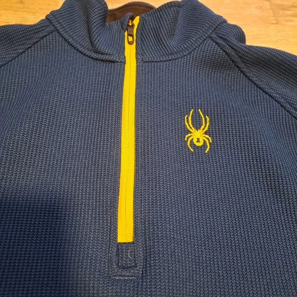 Spyder Men's Blue Black Polyester 1/4 Zip Pullover Mock Neck Sweater Size Medium - Picture 7 of 11